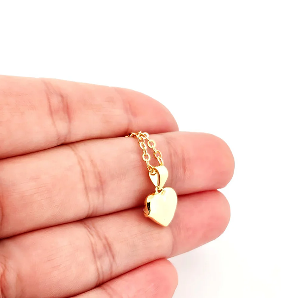 Sacred Heart Puffed Gold Necklace - Image 2