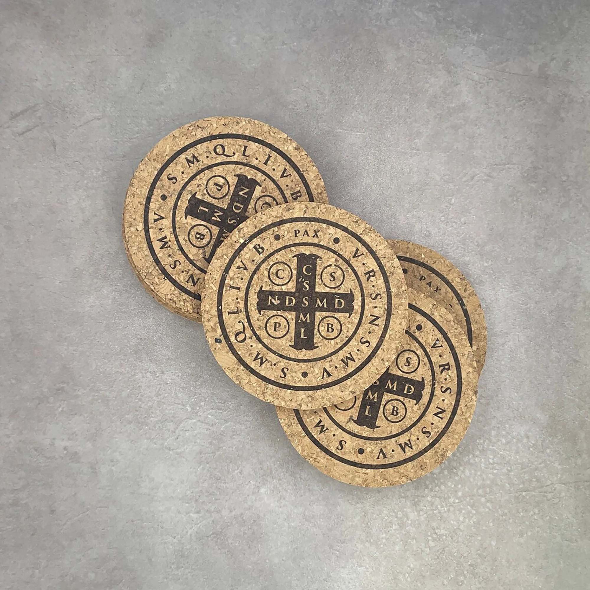Saint Benedict Medal Cork Coasters - Set of 4 - Image 2