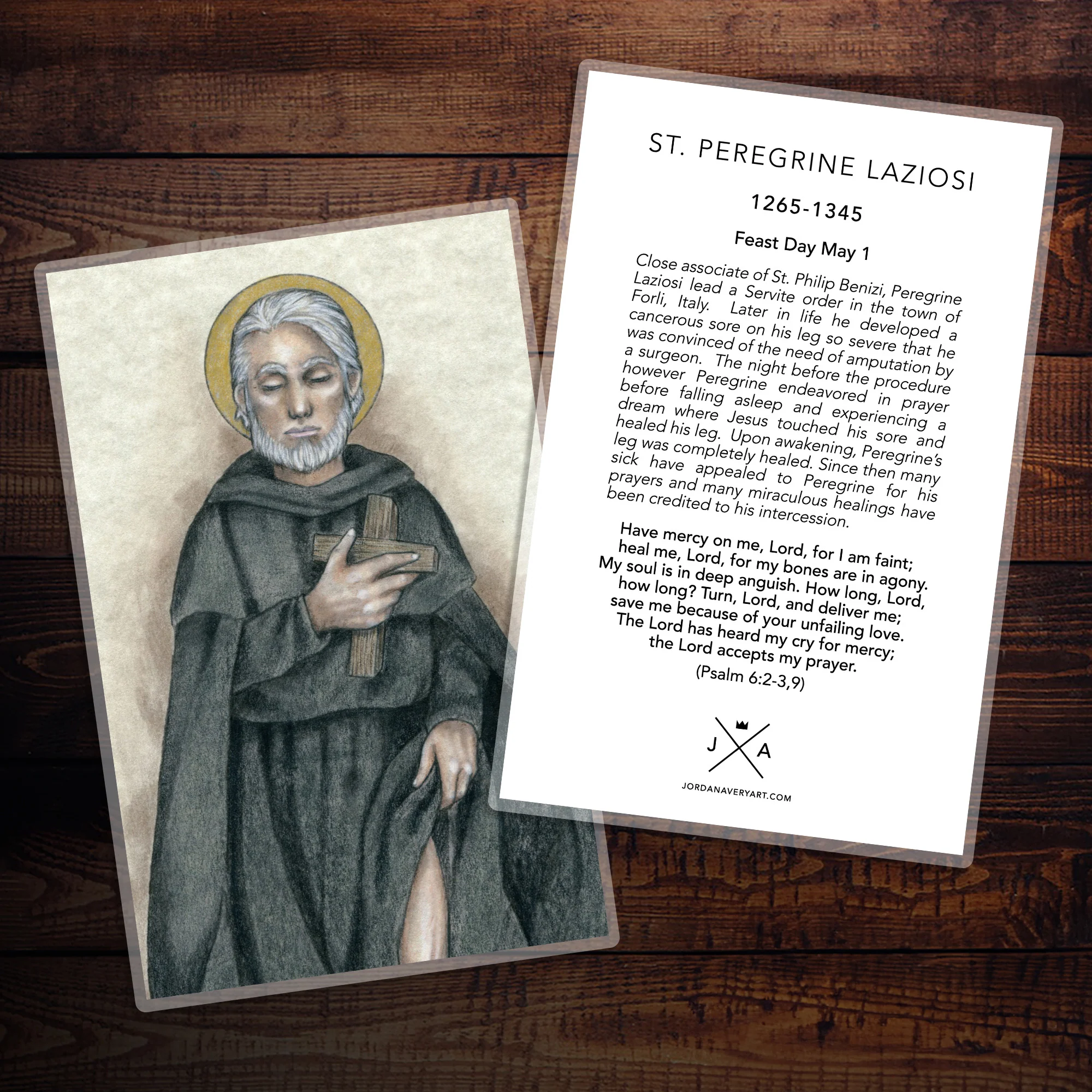 Saint Peregrine Laziosi Large Prayer Card