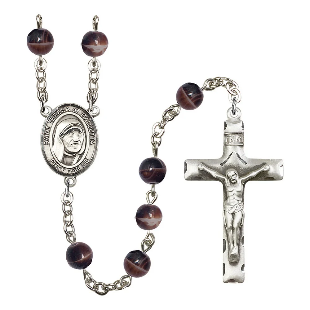 Saint Teresa Of Calcutta 7mm Brown Rosary