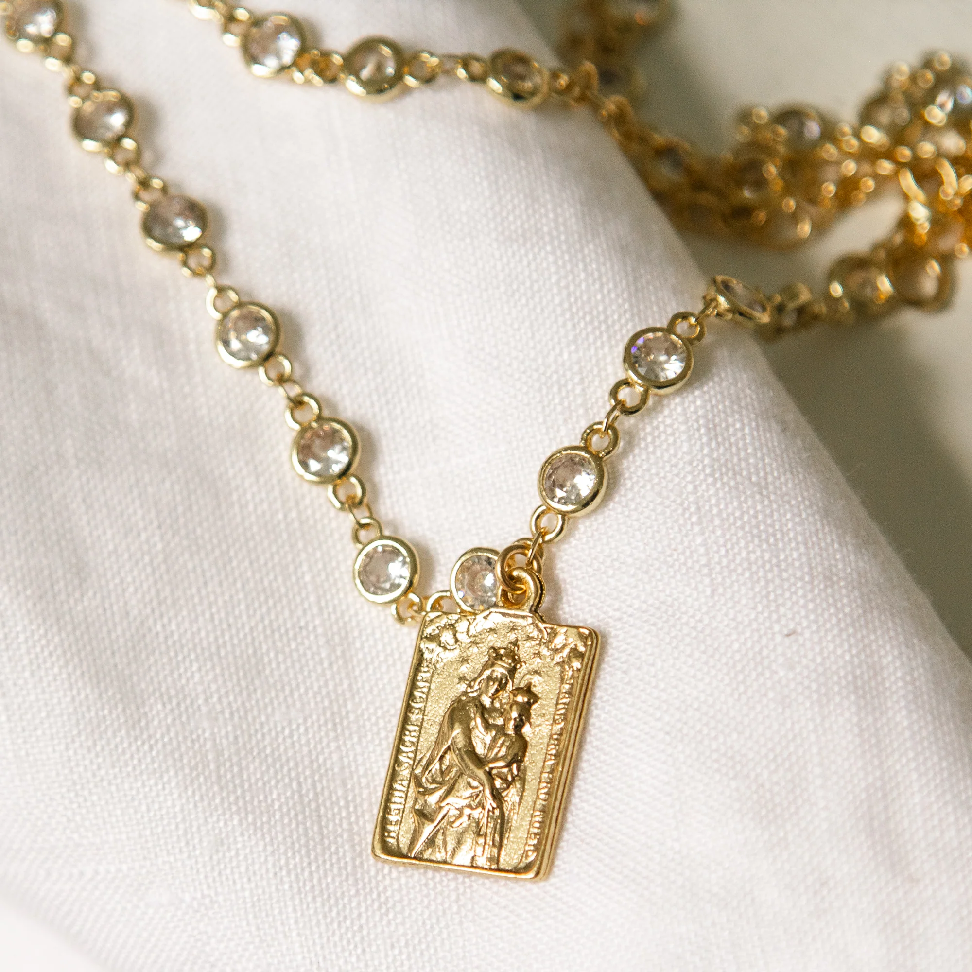Scapular Medal with Crystal Link Chain - Image 2