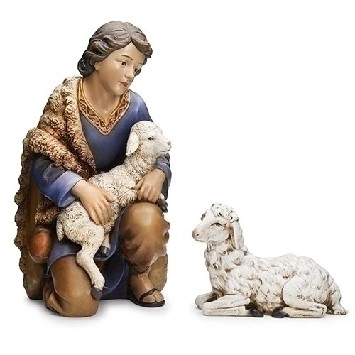 Shepherd & Lambs Nativity Statues for 19" Scale Nativity - 2 Pieces