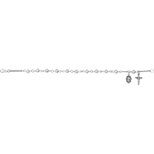 Silver Ball Rosary Bracelet