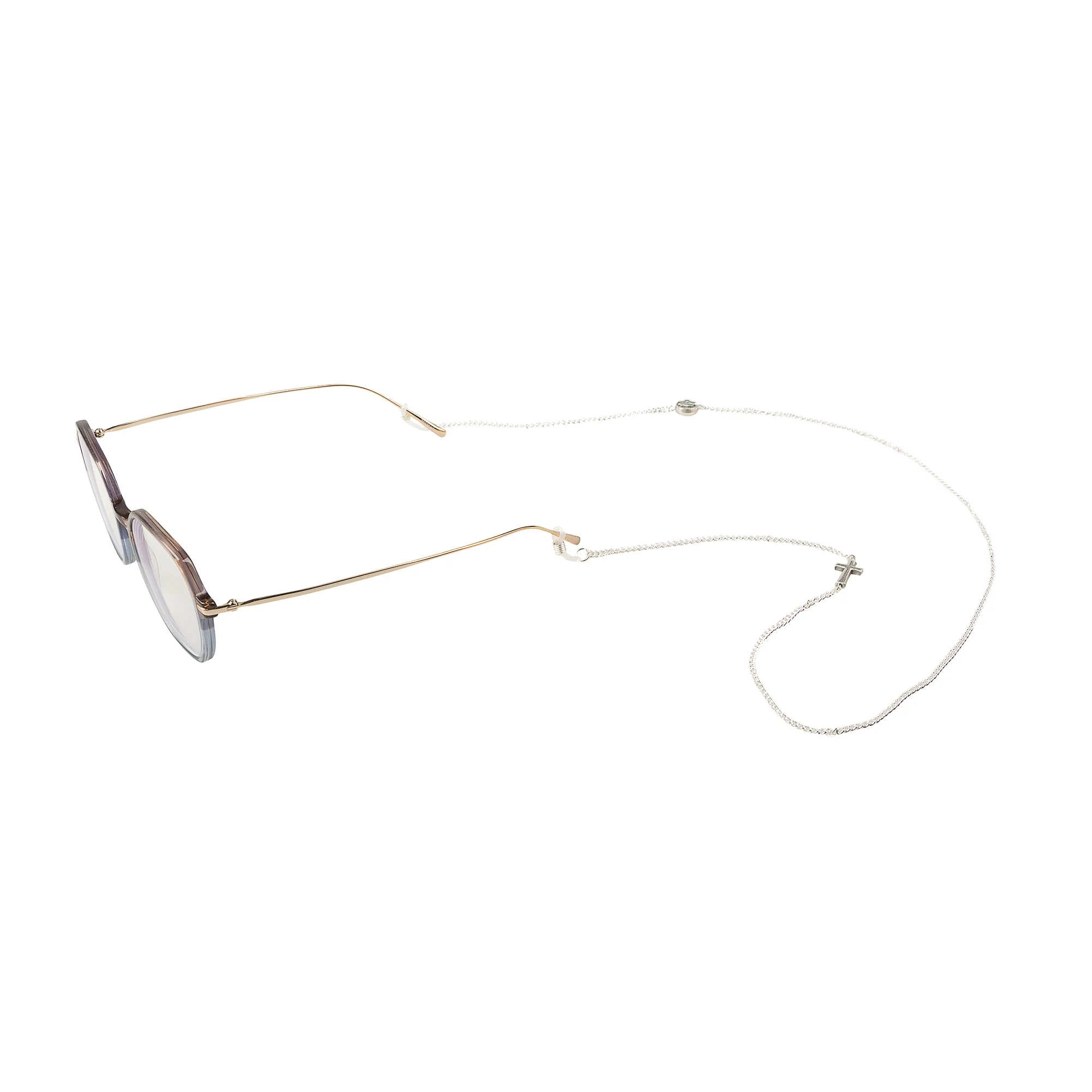 Silver Chain & Cross Eyeglasses Holder