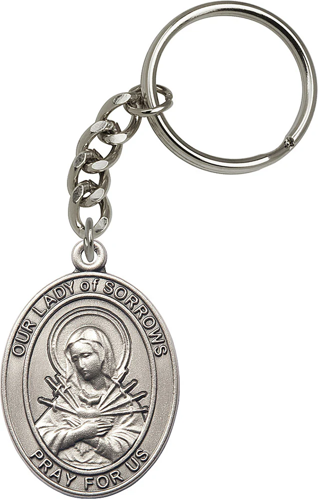 Silver Oxide Our Lady of Sorrows Keychain
