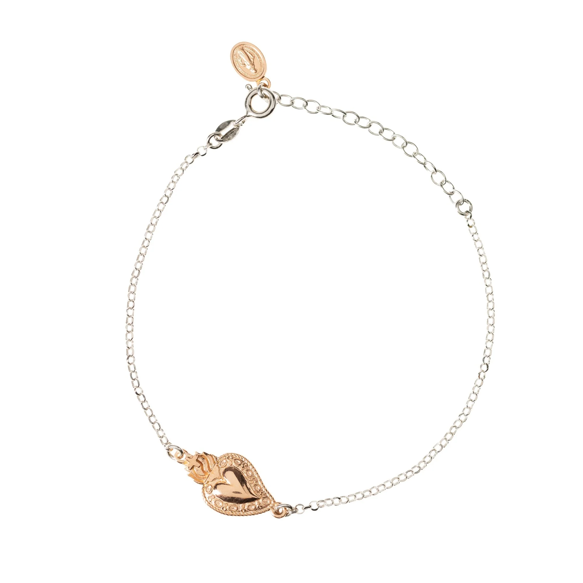 Silver & Rose Gold Sacred Heart Bracelet