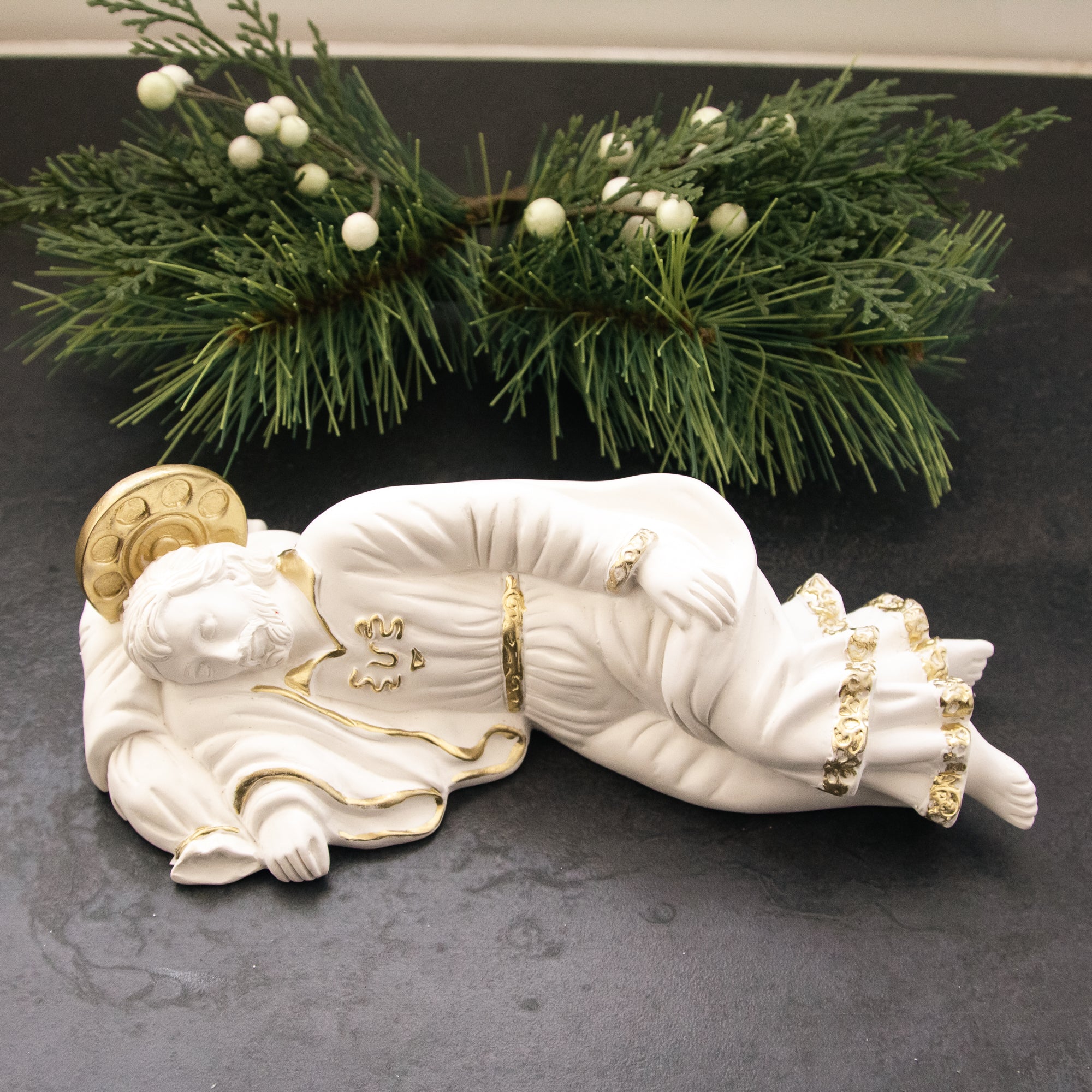 Sleeping St. Joseph Statue with Gold Accents - 8"