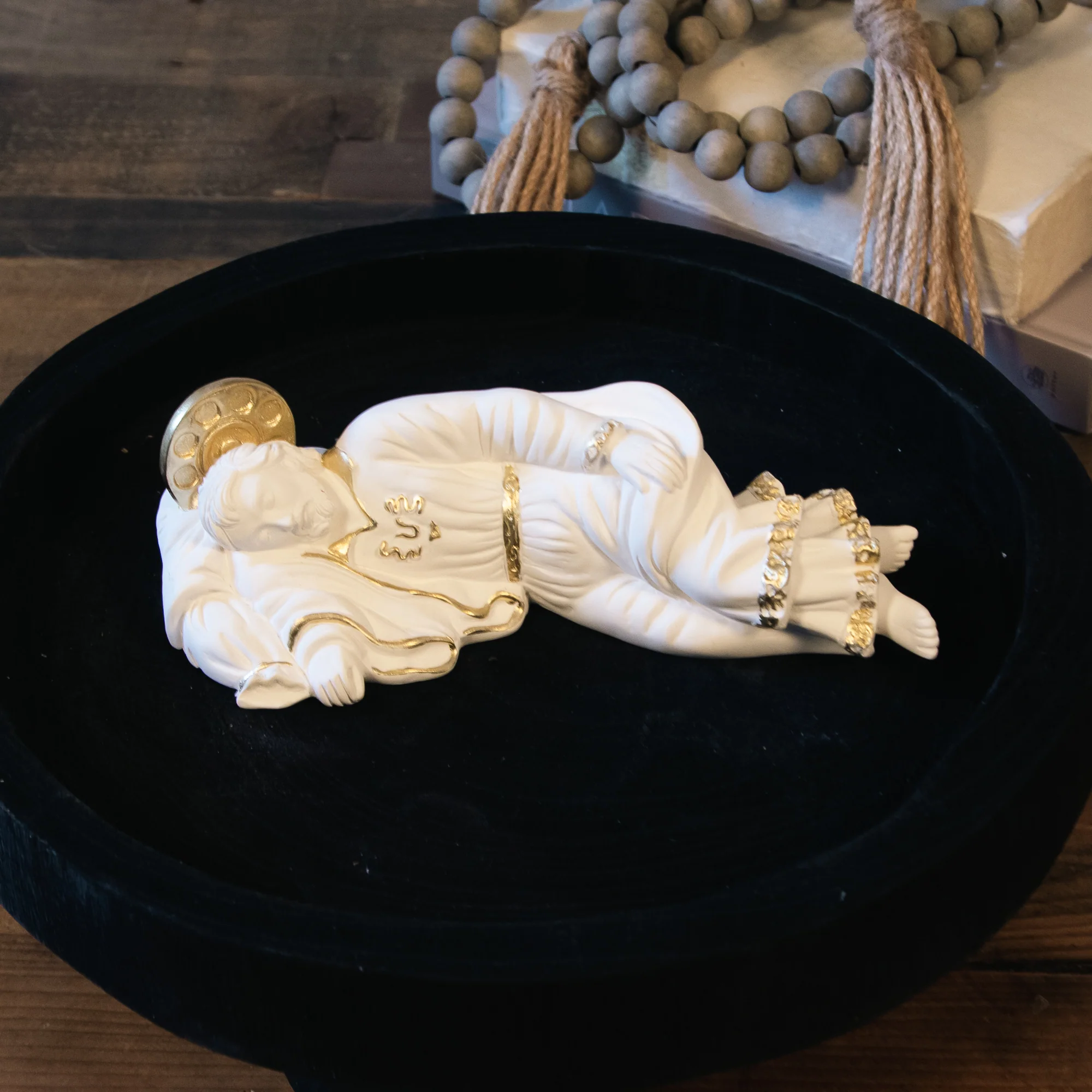 Sleeping St. Joseph Statue with Gold Accents - 8" - Image 3