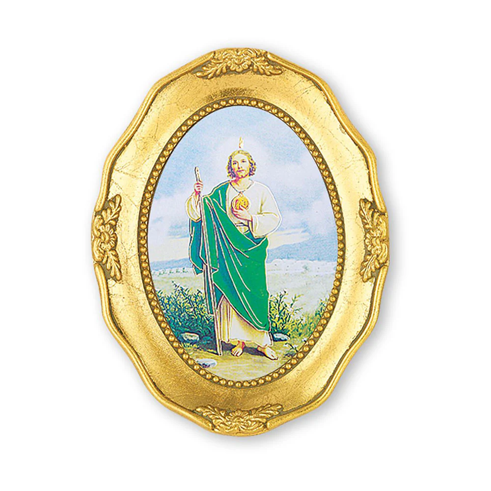 Small St. Jude Mini Print in Gold Oval Frame