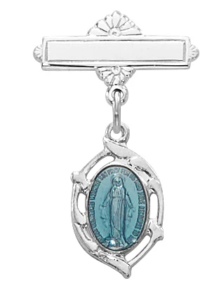 SS Blue Miraculous Medal Baby Pin