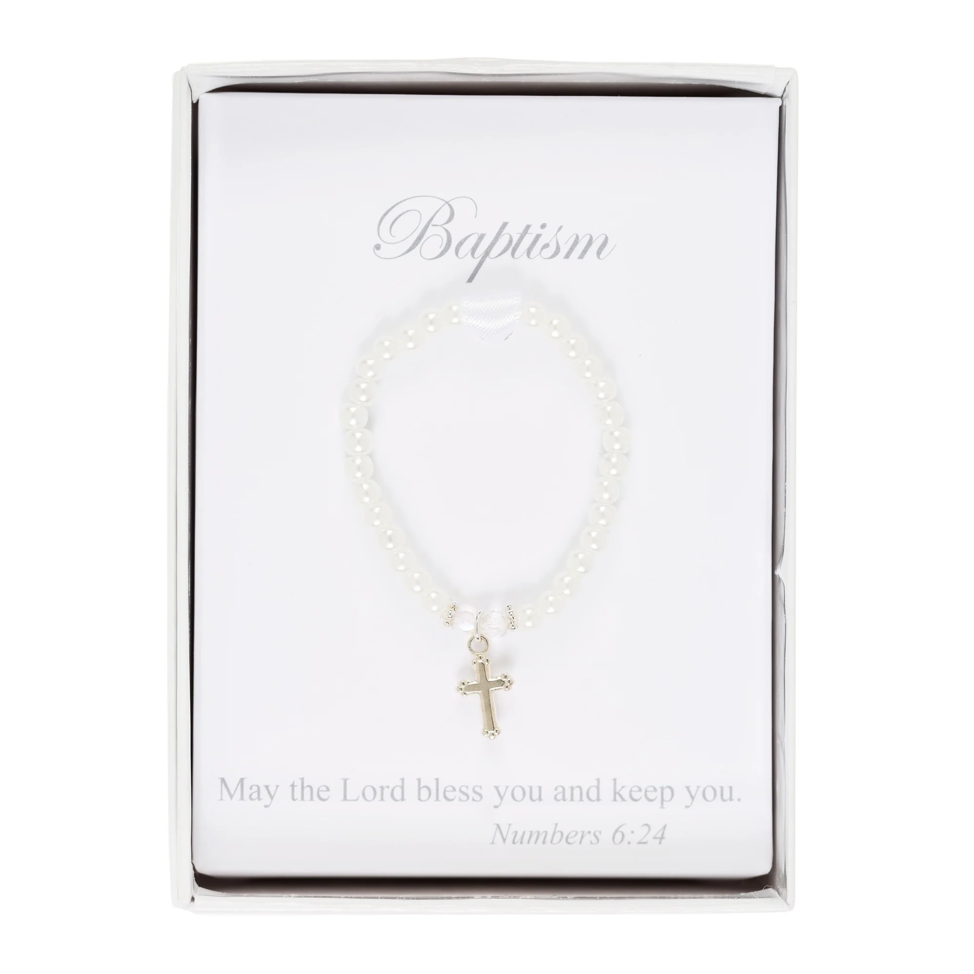 SS Cross & Pearl Baptism Keepsake Bracelet
