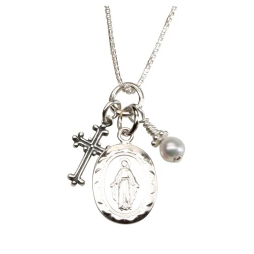 SS Miraculous Medal Pendants Necklace