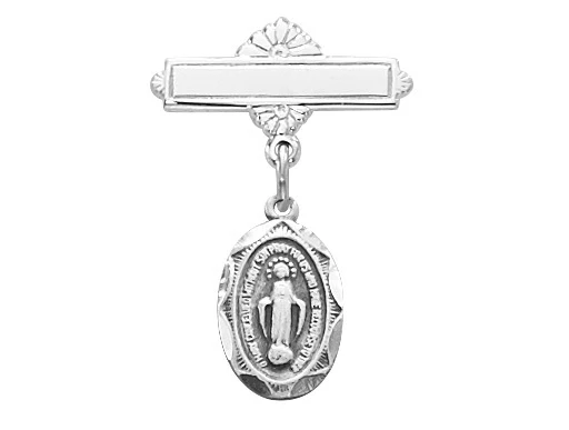 SS Oval Miraculous Medal Baby Pin