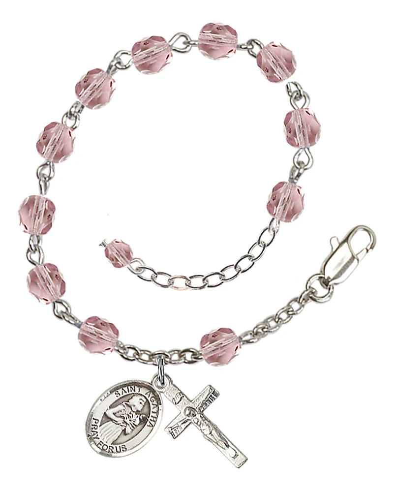 St. Agatha 6mm light purple June Rosary Bracelet