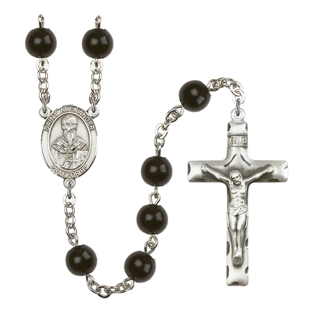 St. Alexander Sauli 7mm Black Onyx Rosary