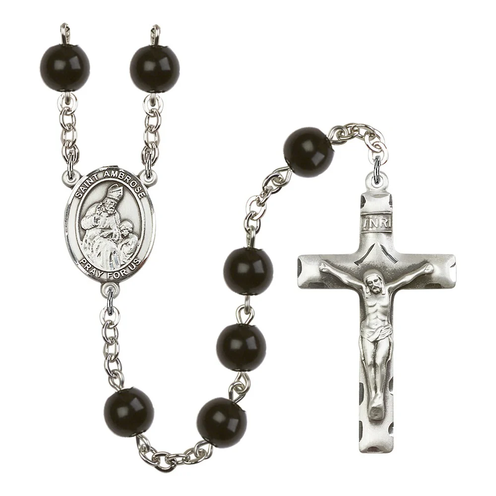 St. Ambrose 7mm Black Onyx Rosary