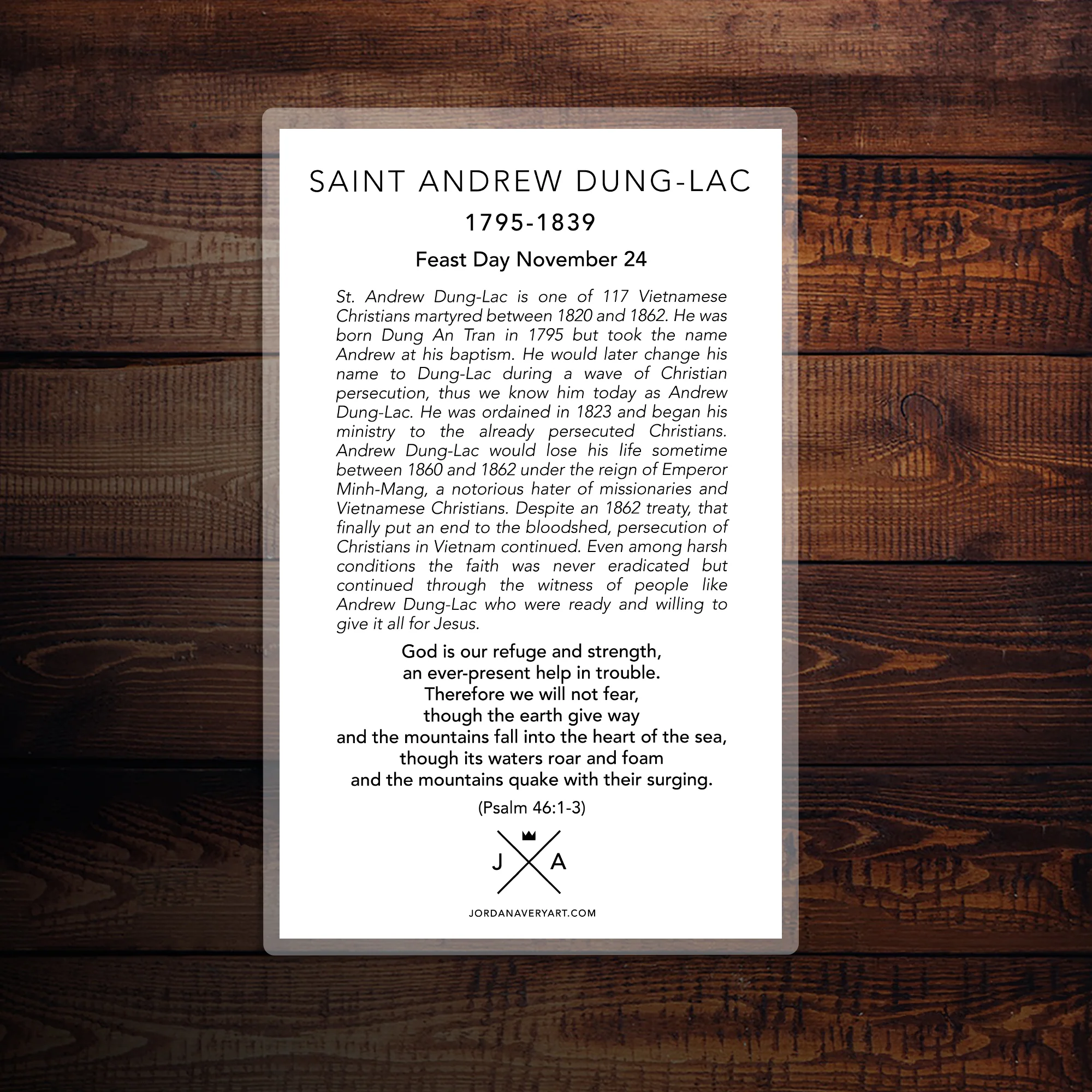 St. Andrew Dung Lac Large Prayer Card - Image 3