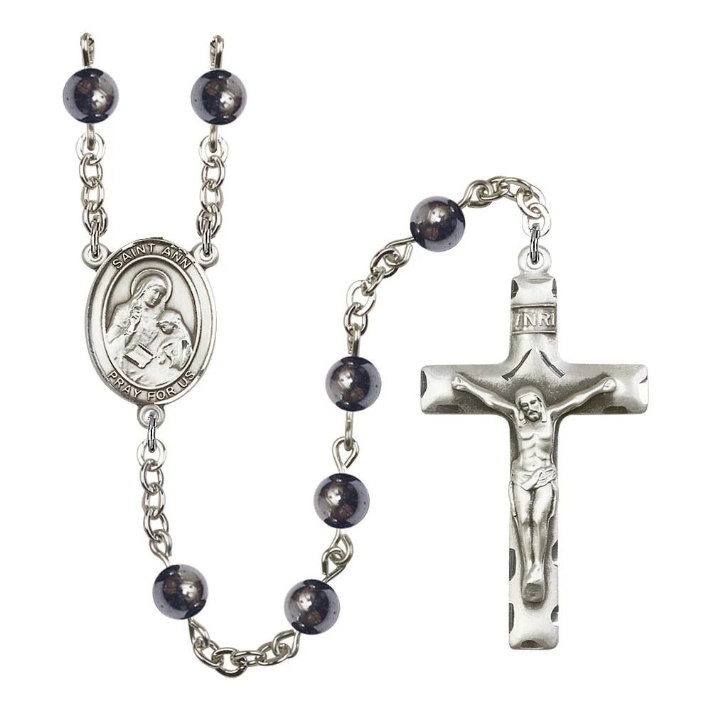 St. Ann 6mm Hematite Rosary