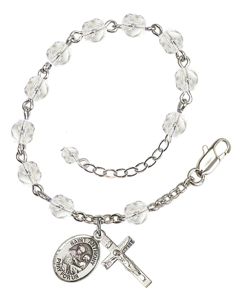 St. Anthony of Padua Crystal Birthstone Rosary Bracelet - Multiple Birthstones - Image 3