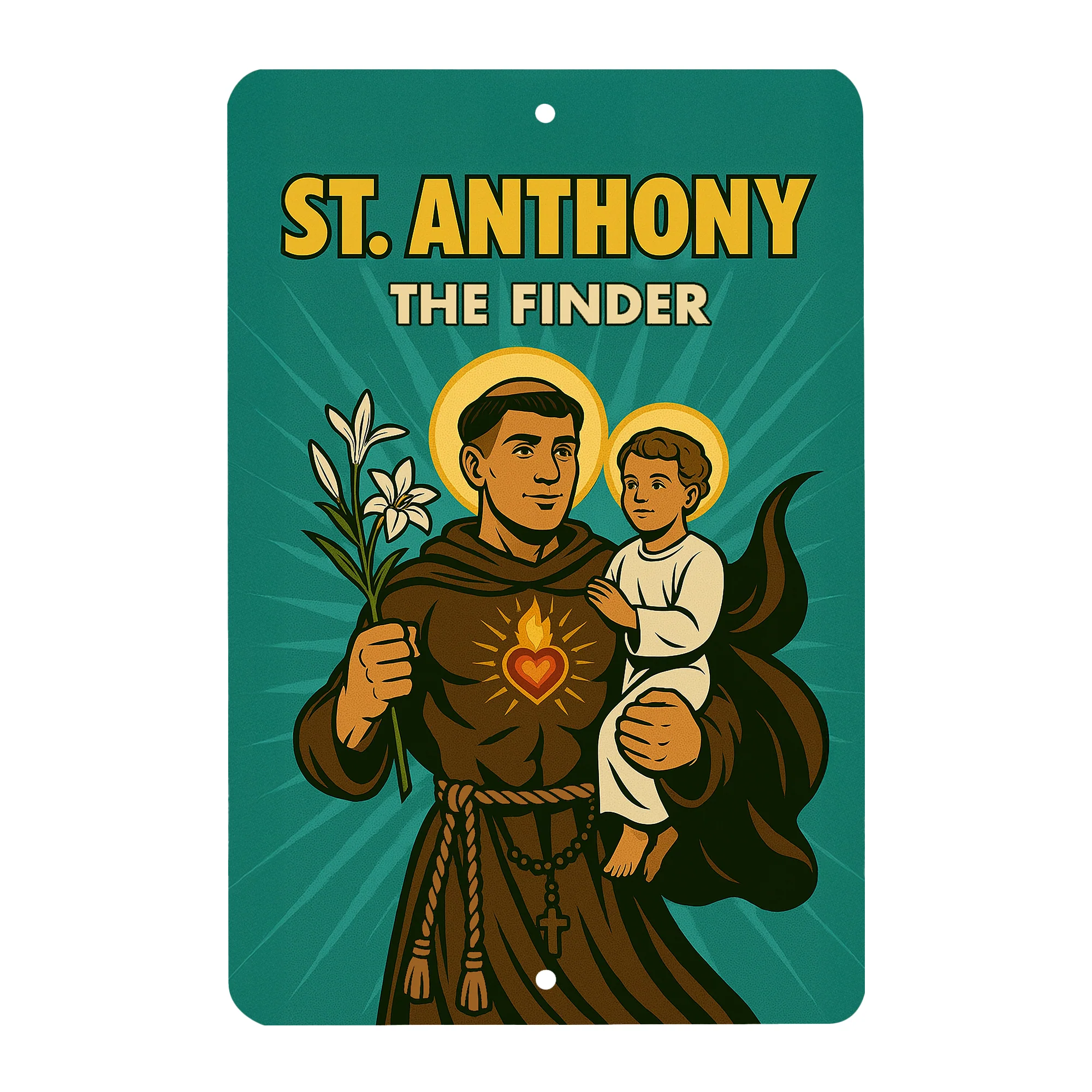 St. Anthony Superhero Tin Sign - Image 4