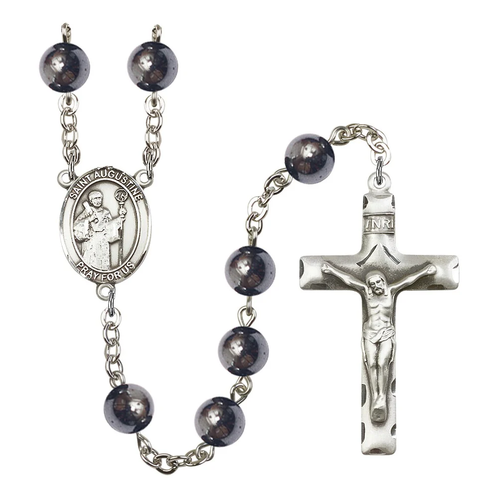 St. Augustine 8mm Hematite Rosary