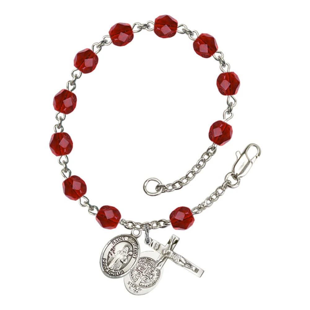 St. Benedict Crystal Birthstone Rosary Bracelet - Multiple Birthstones - Image 11