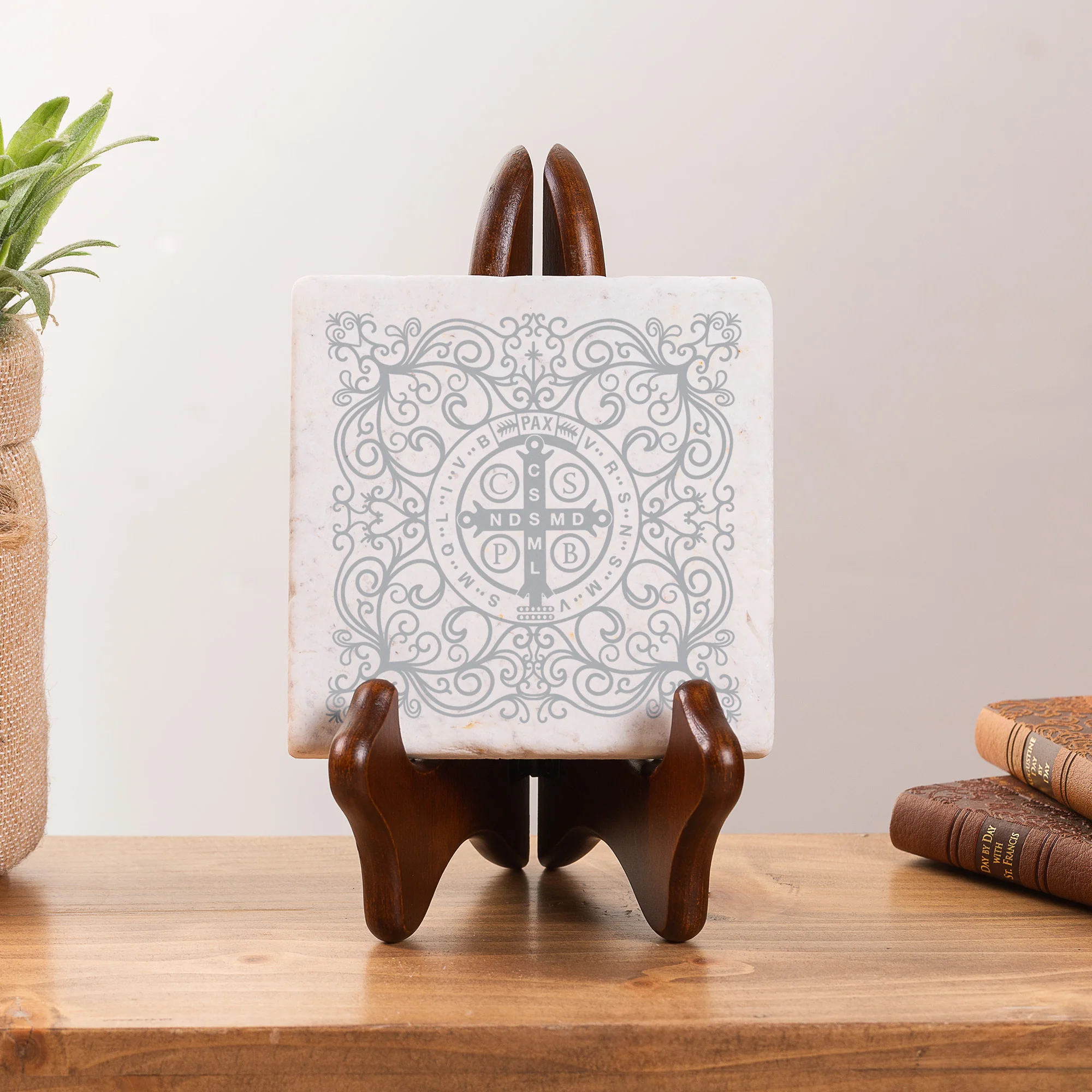 St. Benedict Filigree Stone Coaster - Image 2