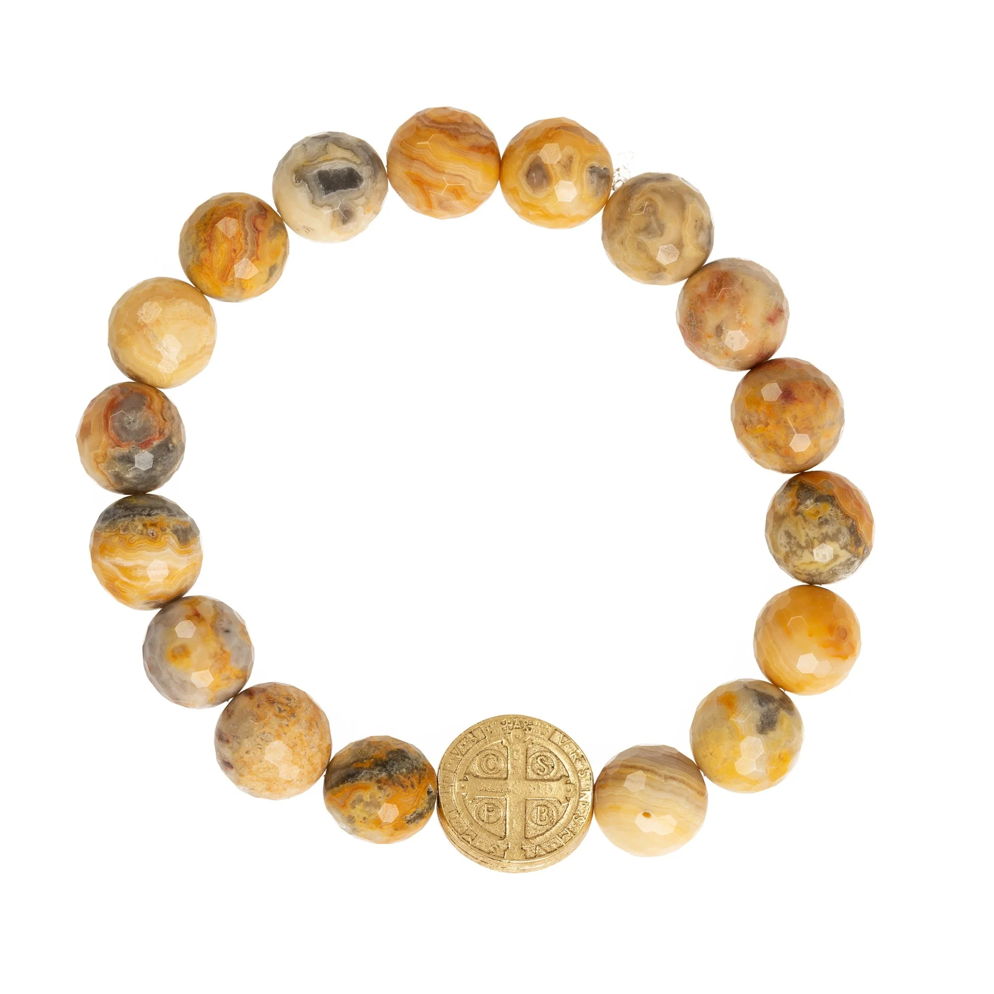 St. Benedict Lace Agate Stone Stretch Bracelet - Image 2