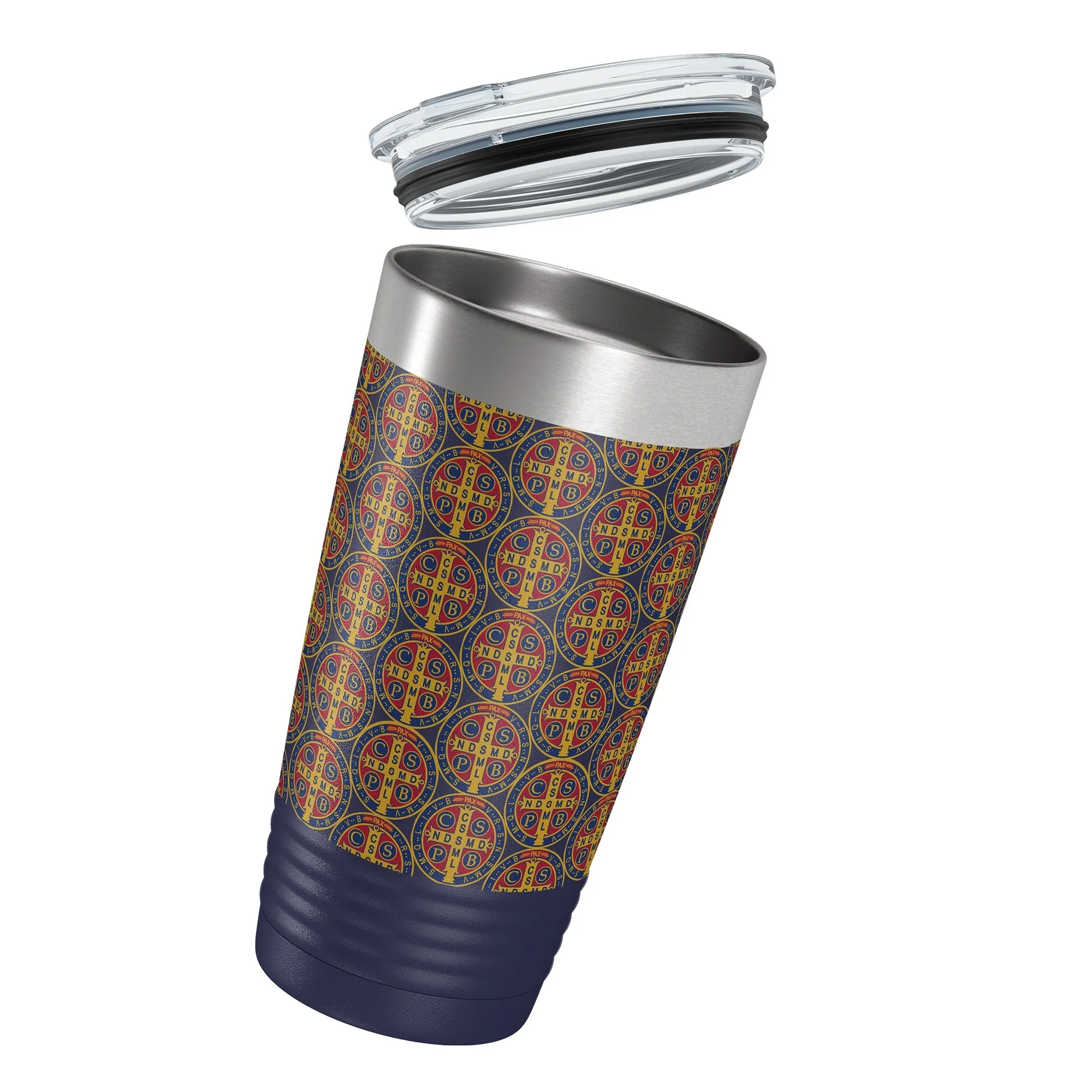 St. Benedict Medal Insulated Blue 20oz Tumbler - Image 3