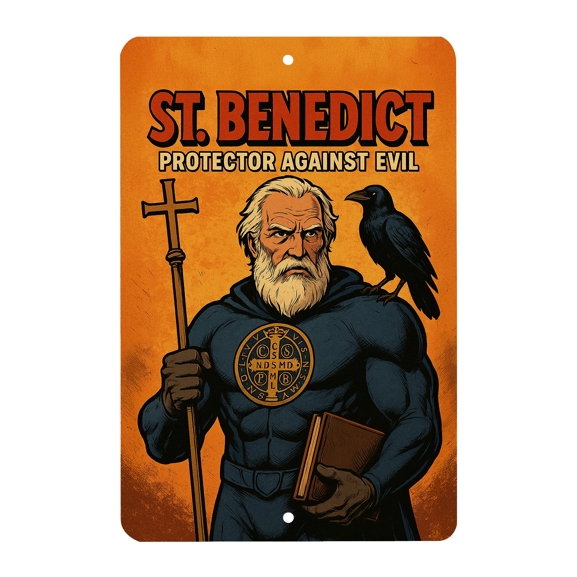 St. Benedict Superhero Tin Sign - Image 2