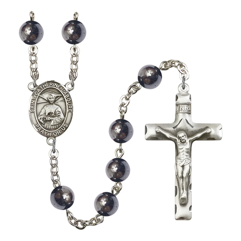 St. Catherine Laboure 8mm Hematite Rosary