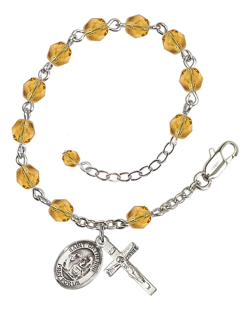 St. Catherine of Siena Crystal Birthstone Rosary Bracelet - Multiple Birthstones - Image 11