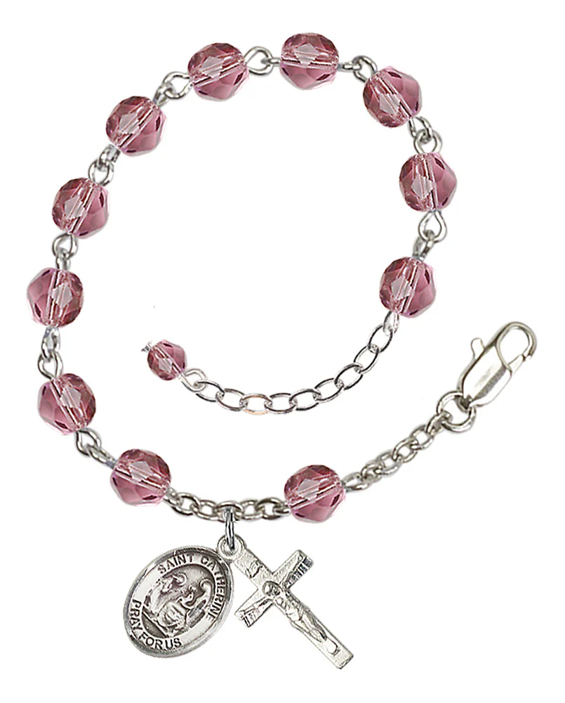 St. Catherine of Siena Crystal Birthstone Rosary Bracelet - Multiple Birthstones - Image 4