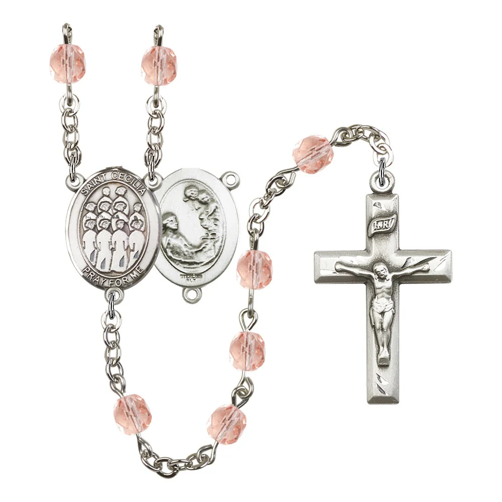 St. Cecilia / Choir Pink October Rosary 6mm
