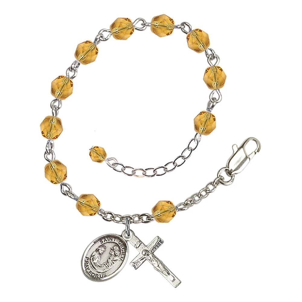 St. Cecilia Crystal Birthstone Rosary Bracelet - Multiple Birthstones - Image 11