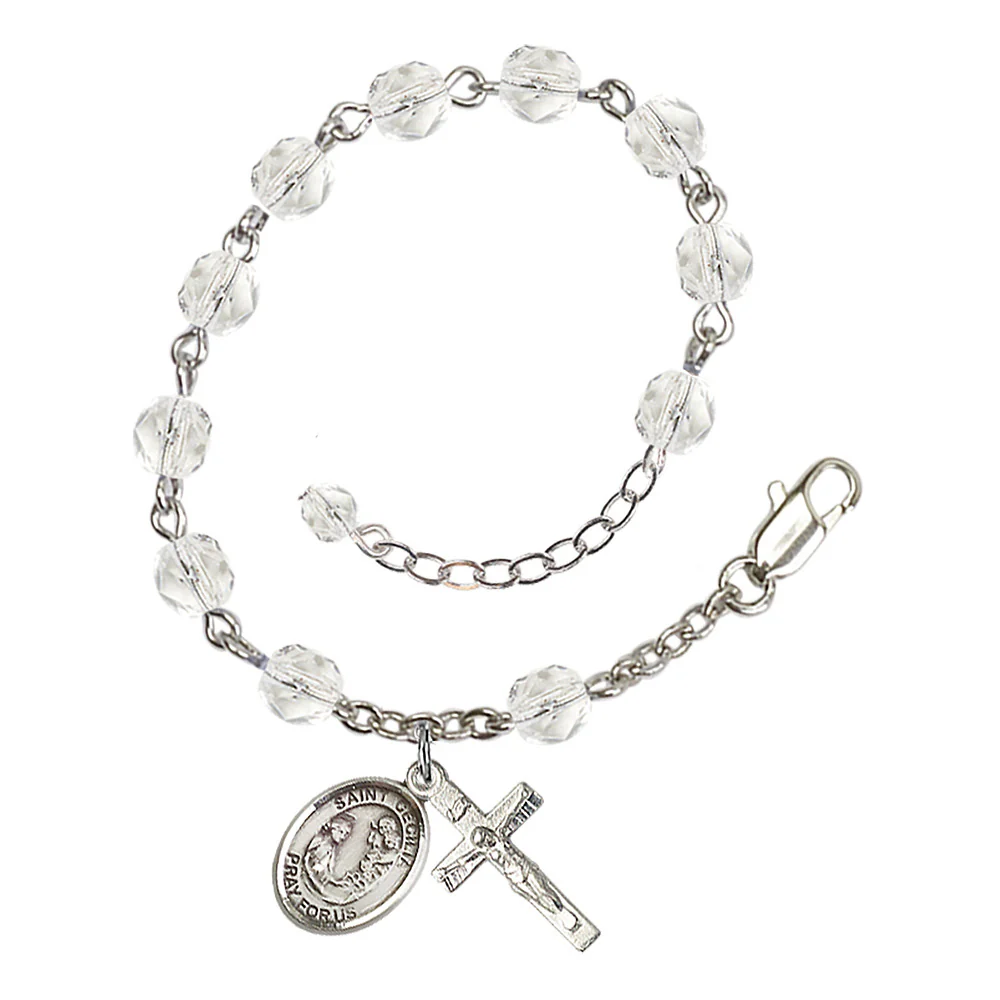 St. Cecilia Crystal Birthstone Rosary Bracelet - Multiple Birthstones - Image 3