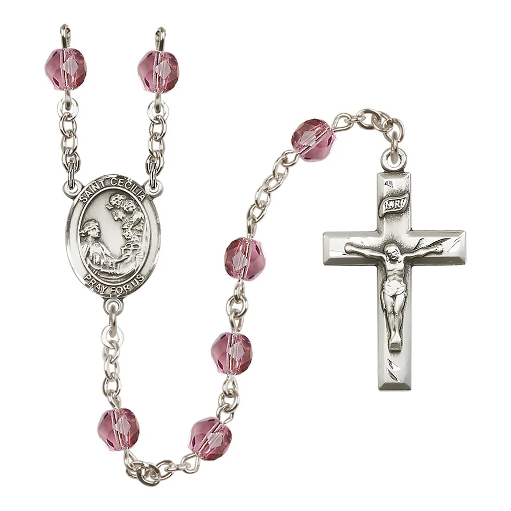St. Cecilia Crystal Birthstone Rosary - Multiple Birthstones