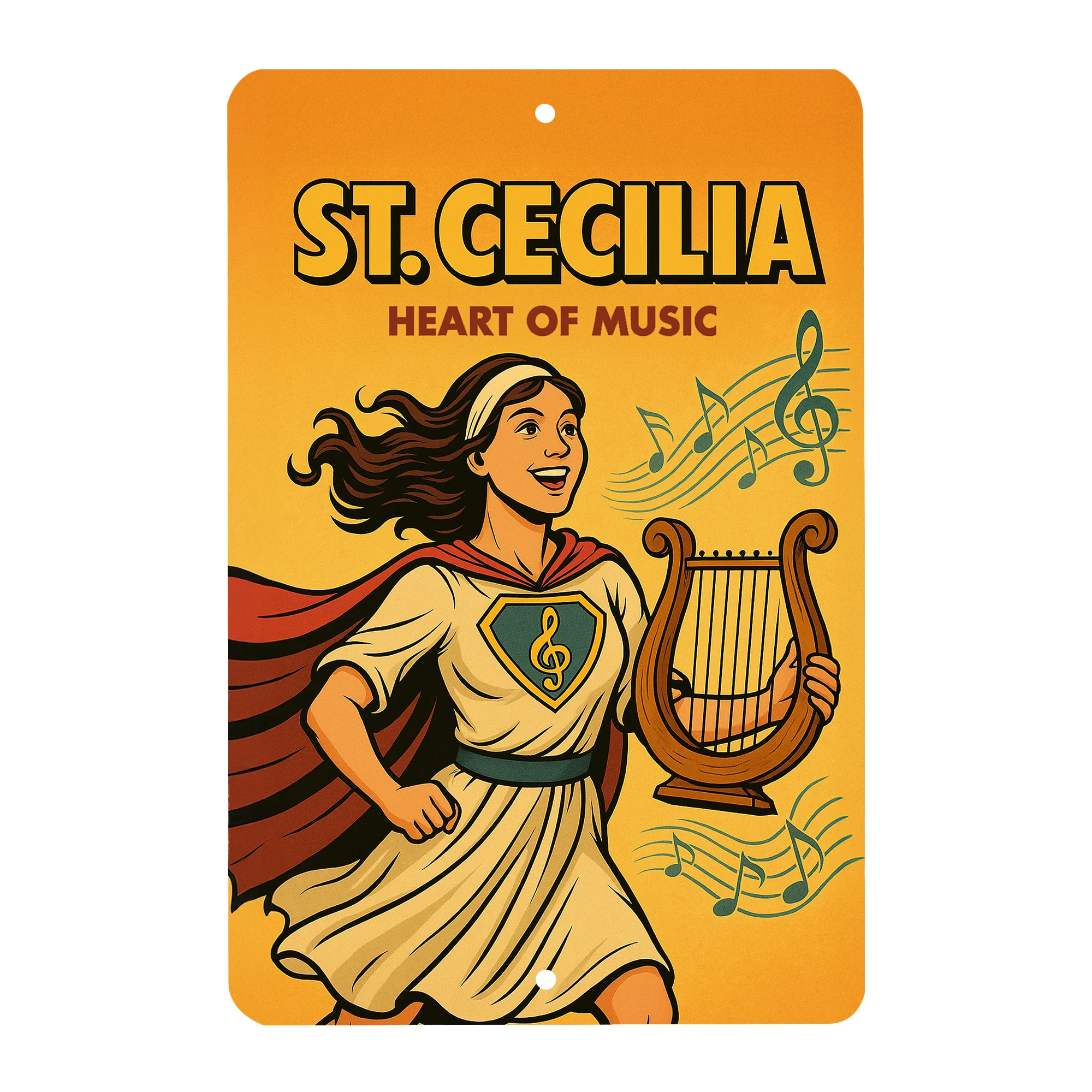 St. Cecilia Superhero Tin Sign - Image 4
