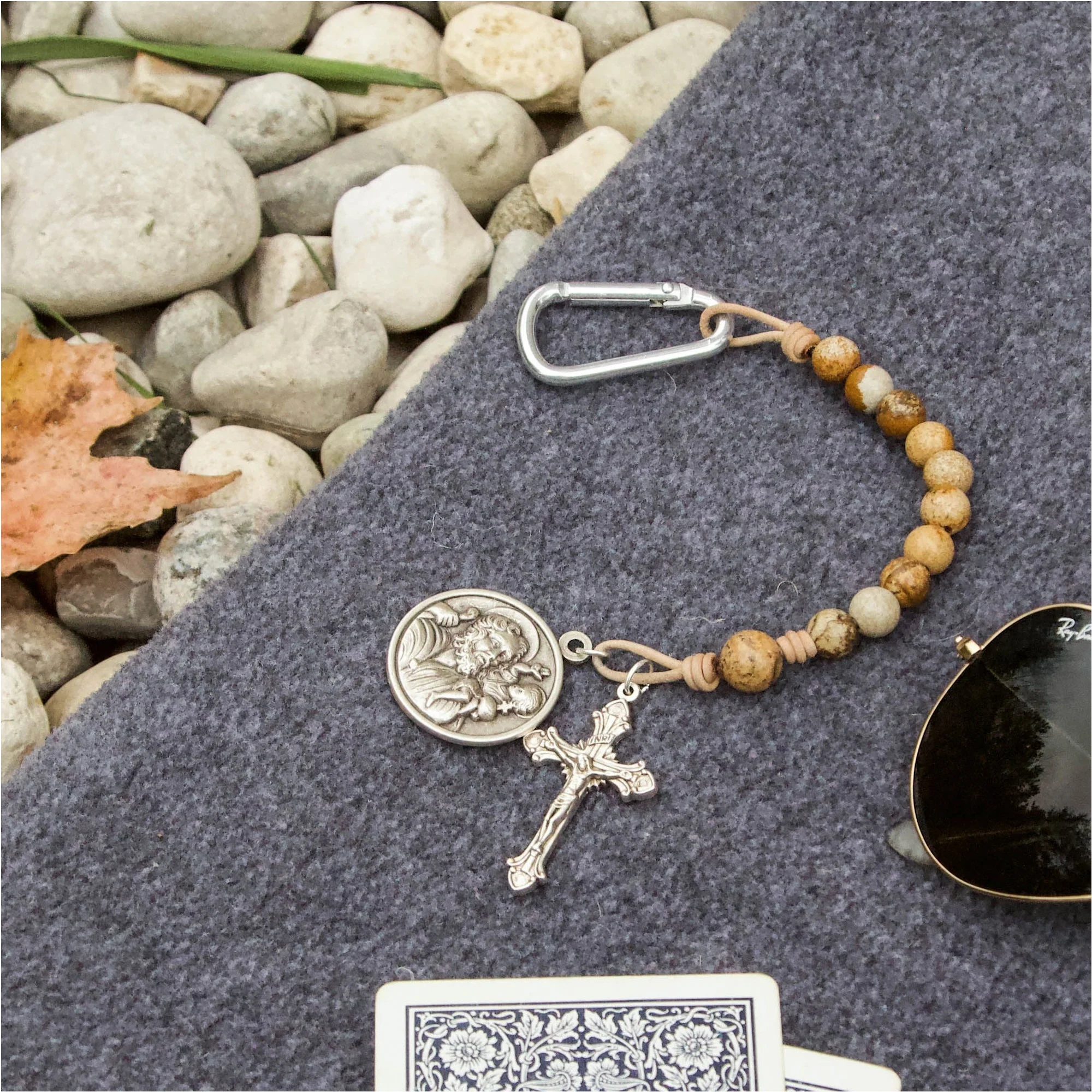 St. Christopher Brown Brave Beads Tenner Rosary - Image 3