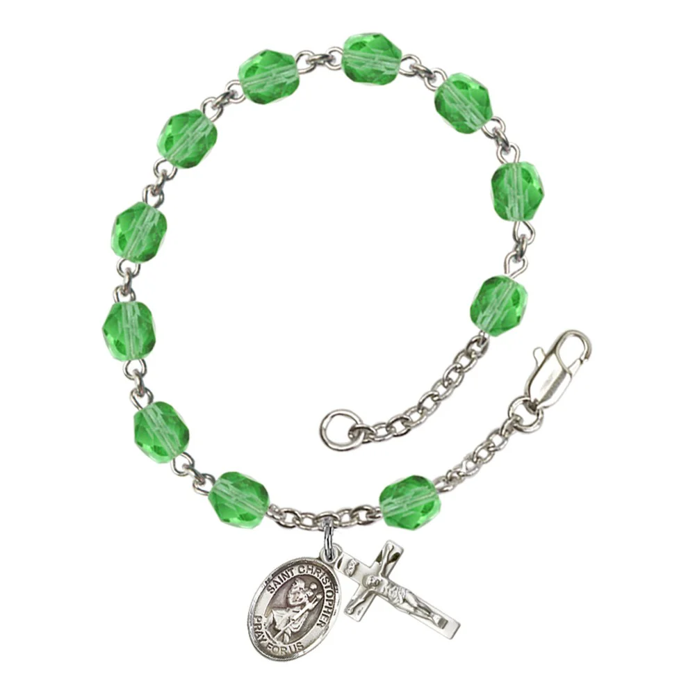 St. Christopher Crystal Birthstone Rosary Bracelet - Multiple Birthstones - Image 10