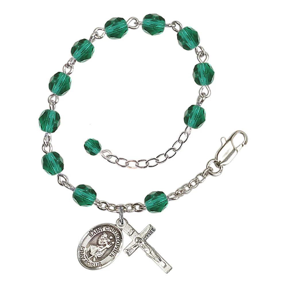 St. Christopher Crystal Birthstone Rosary Bracelet - Multiple Birthstones - Image 5
