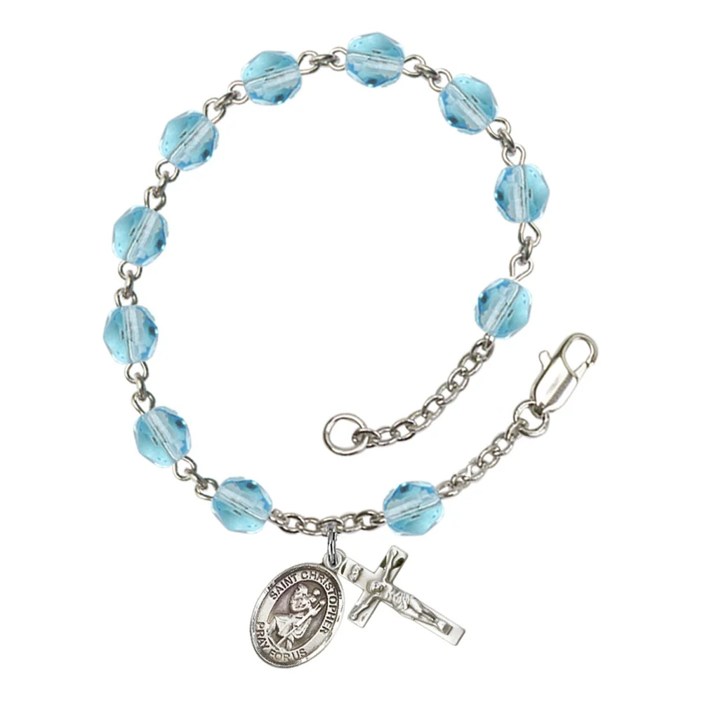 St. Christopher Crystal Birthstone Rosary Bracelet - Multiple Birthstones - Image 6