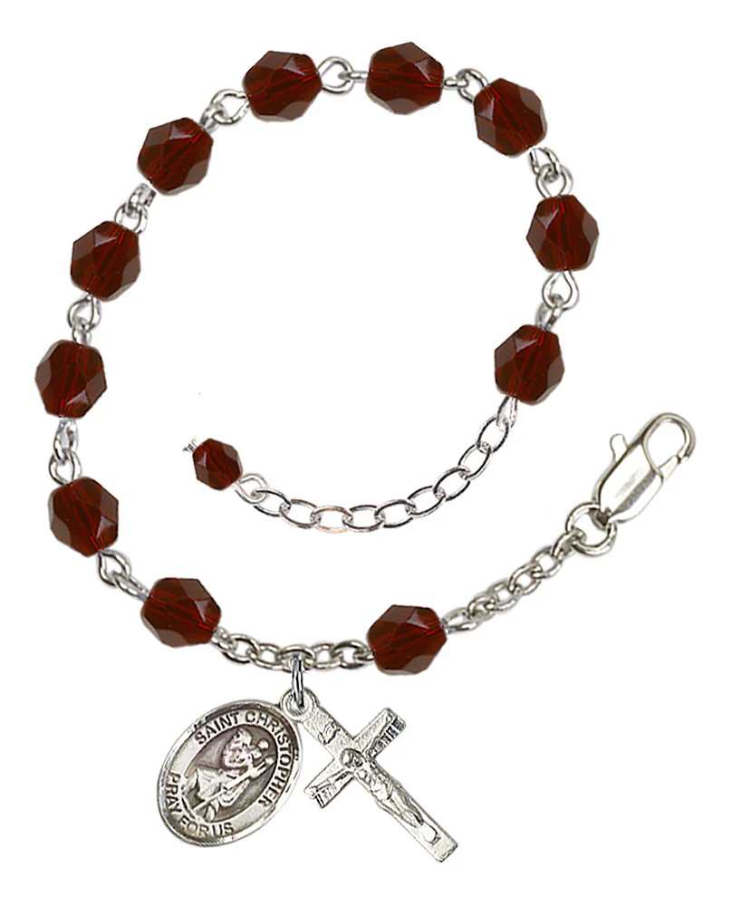 St. Christopher Crystal Birthstone Rosary Bracelet - Multiple Birthstones - Image 8