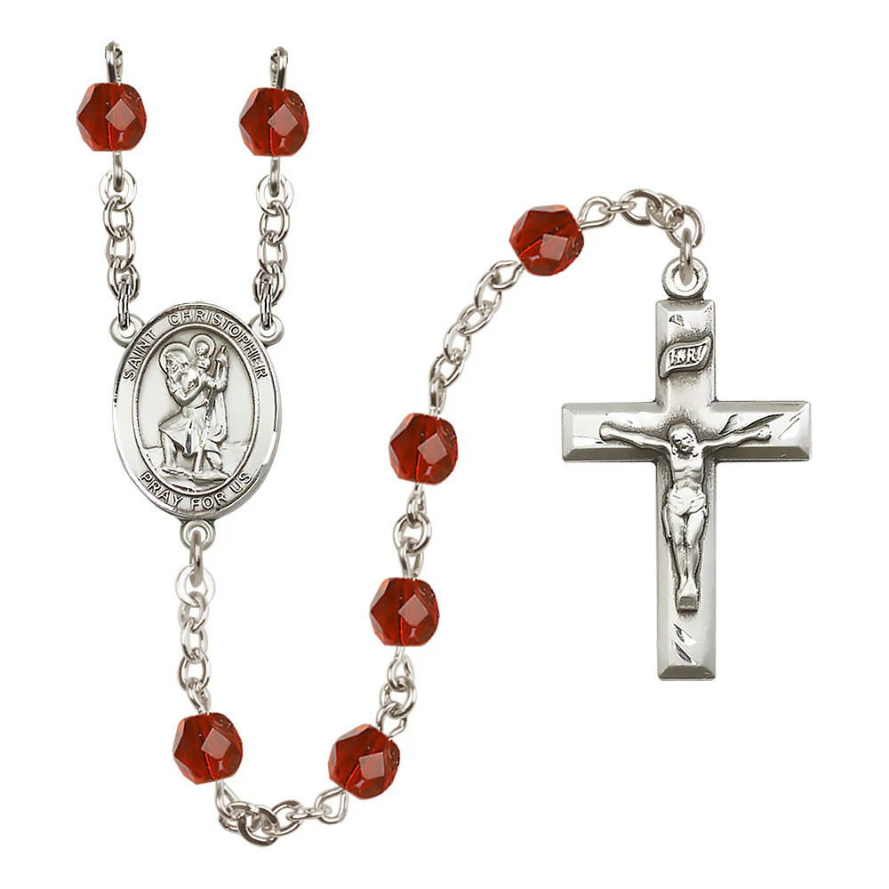 St. Christopher Crystal Birthstone Rosary - Multiple Birthstones - Image 4