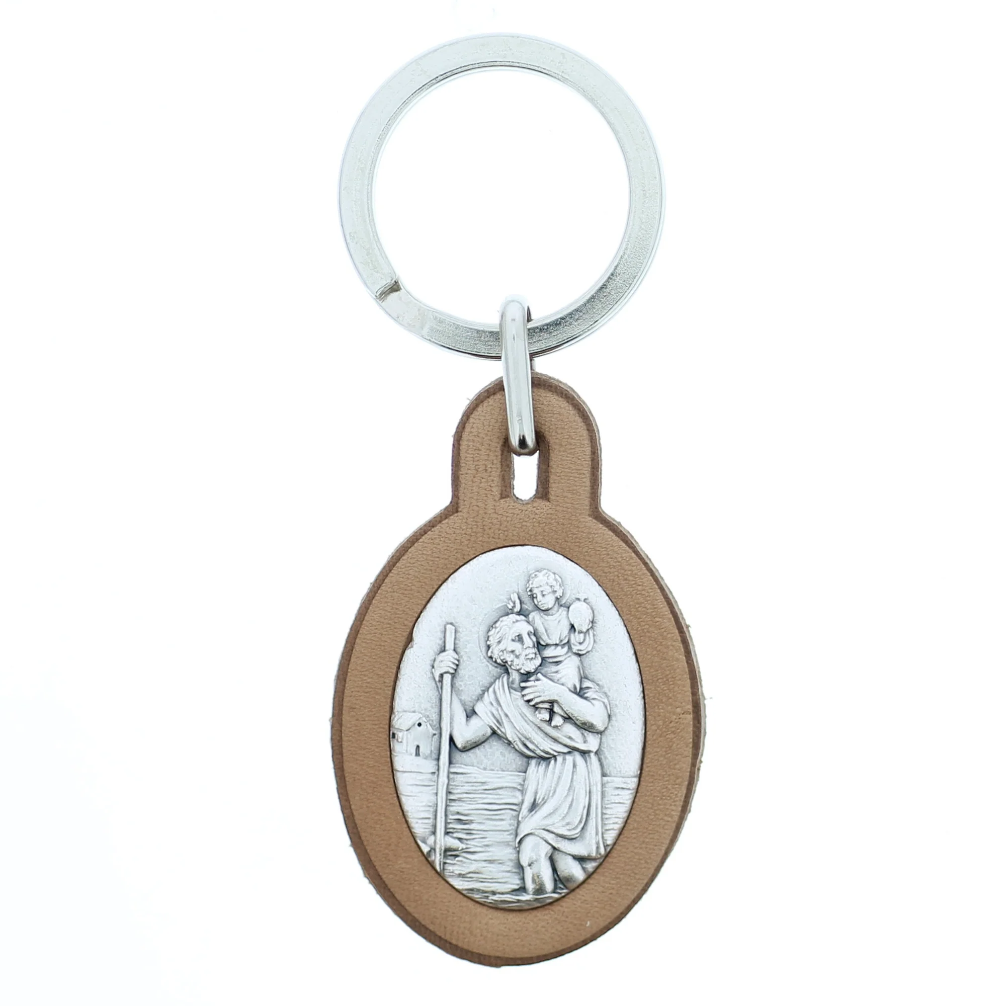 St. Christopher Leather Keychain