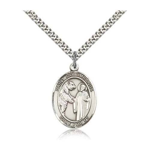 St. Columbanus Pendant with Chain, Bliss, Sterling Silver