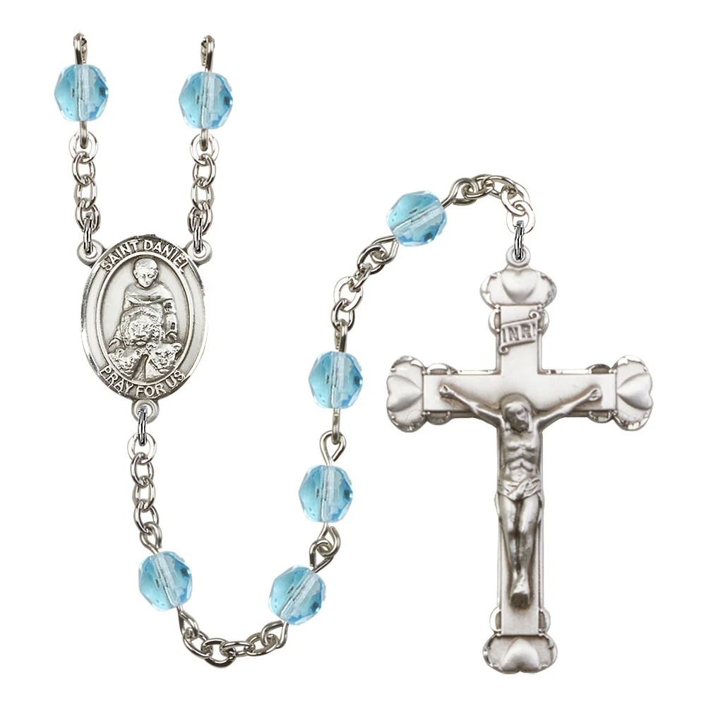 St. Daniel Aqua Blue March Rosary 6mm