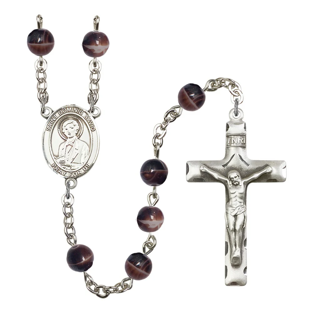 St. Dominic Savio 7mm Brown Rosary