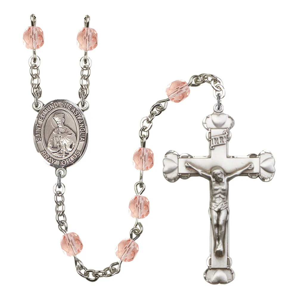 St. Edmund Of East Anglia Pink October Rosary 6mm
