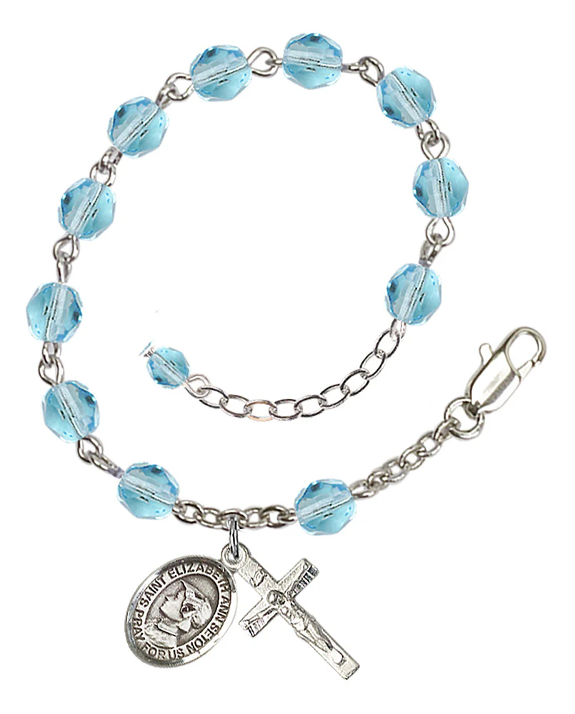 St. Elizabeth Ann Seton Crystal Birthstone Rosary Bracelet - Multiple Birthstones - Image 4